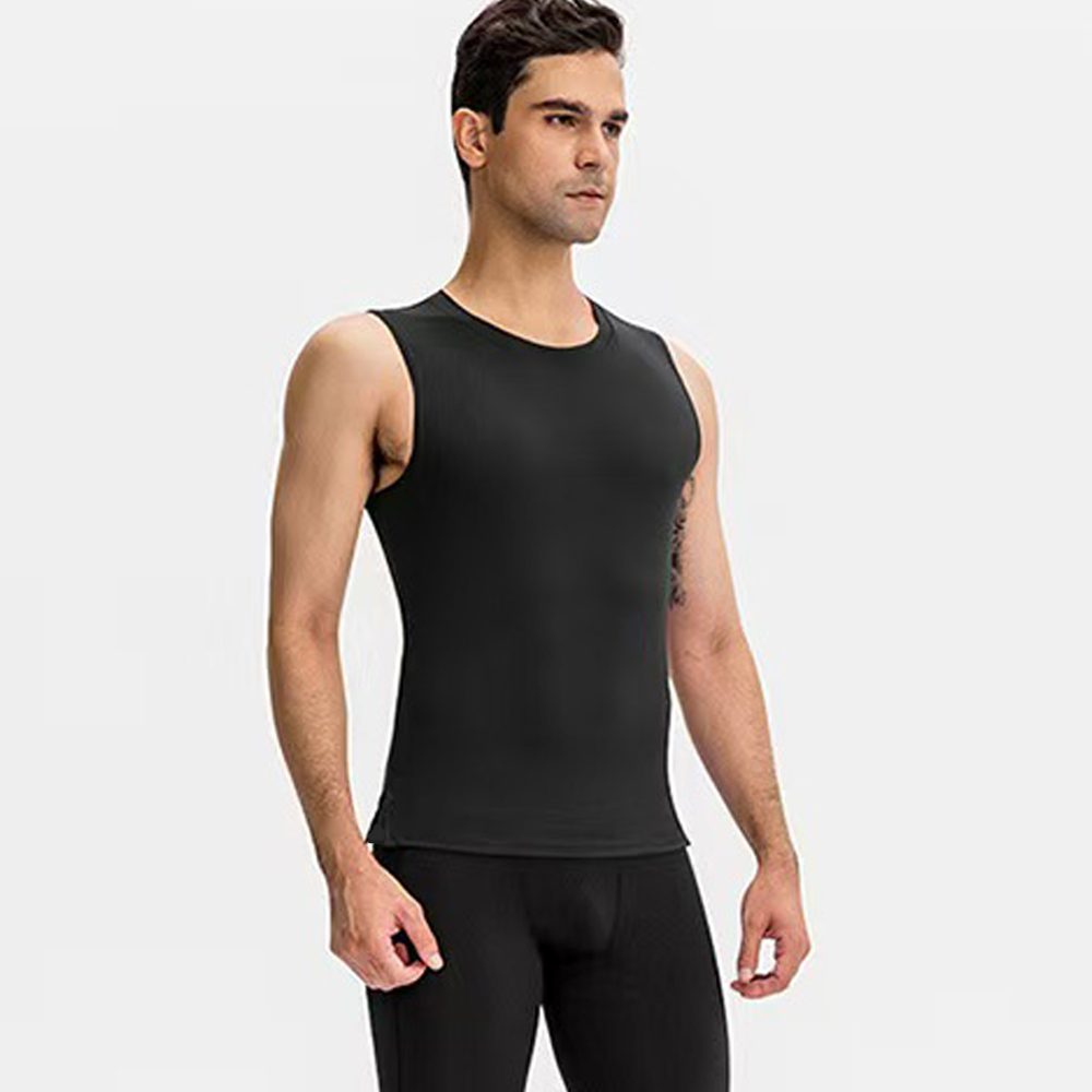 Running Gear - 男性ソリッドカラークイックドライノースリーブトップファッション高弾性肌に優しいタイトベストデイリートレーニングランニングジムフィットネススポーツ