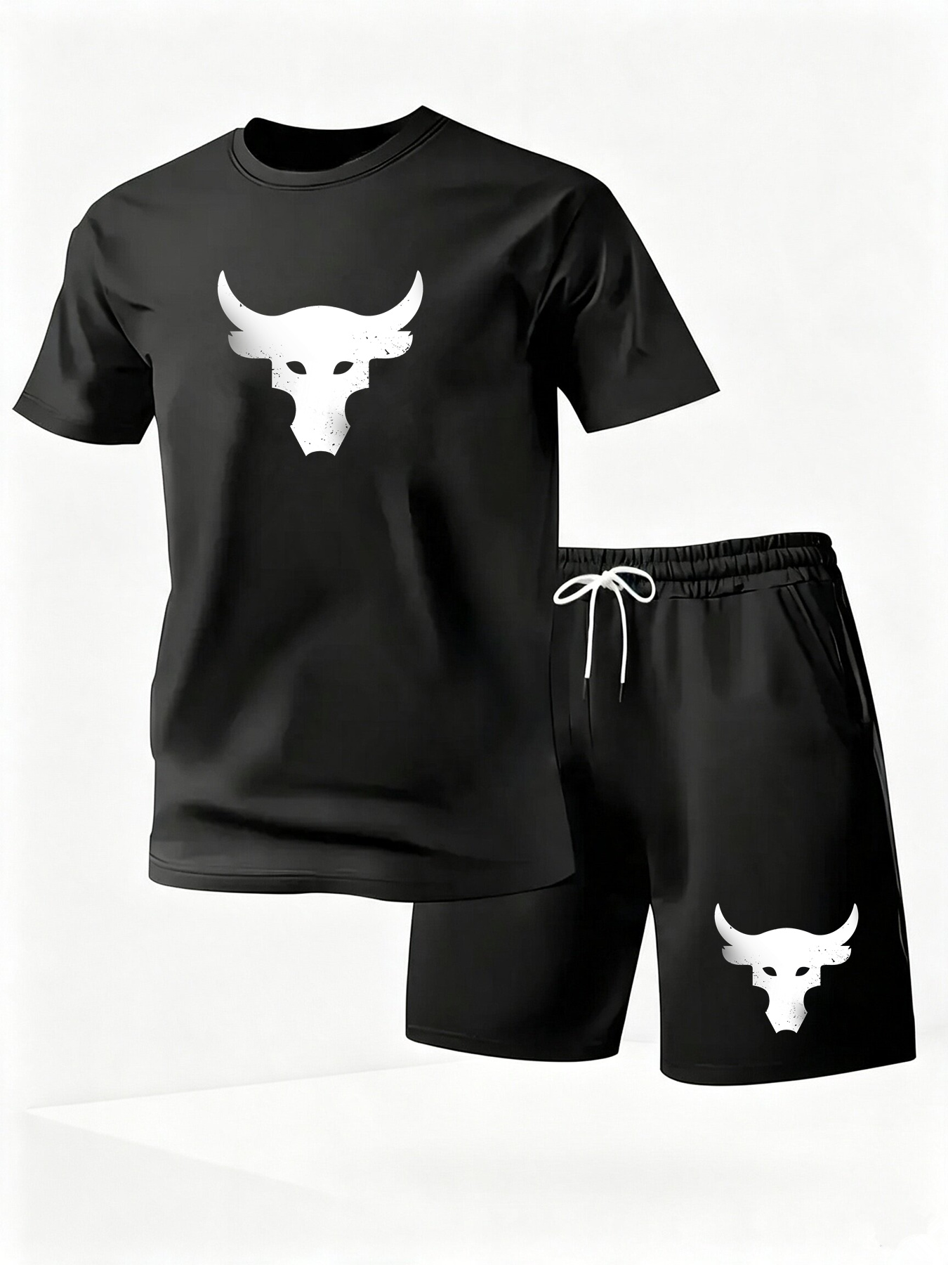 Running Gear - 夏用メンズ速乾カジュアル半袖Tシャツ＆ショートパンツセット シティストリートファッション ランニングスポーツ 2ピーススーツ