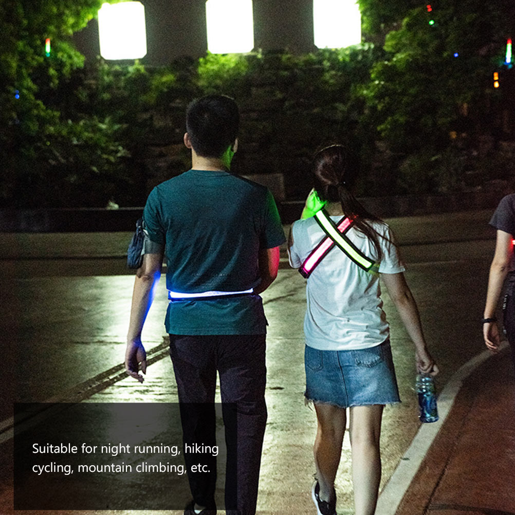 Running Gear Green - LED充電式反射ベルト調節可能なグリーンランニング安全ストラップ高視認性夜間アウトドアギア反射ベルト
