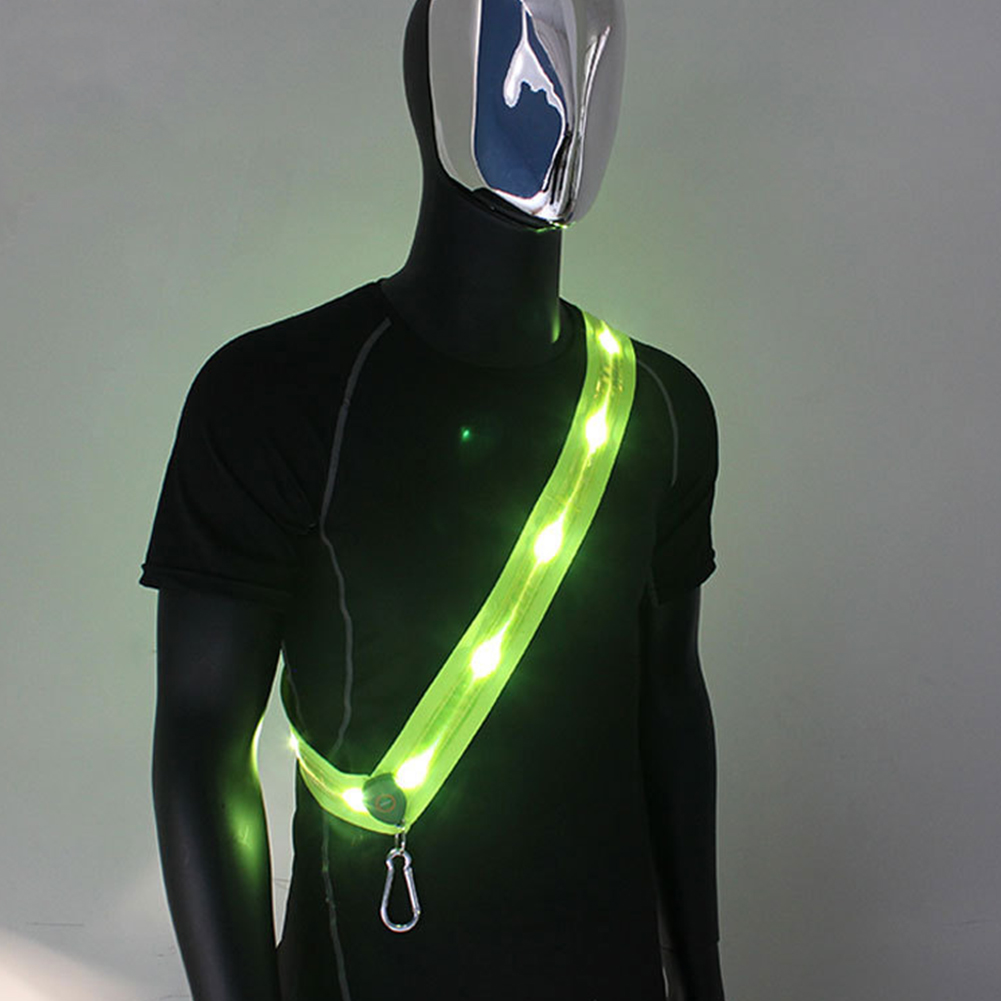 Running Gear Green - 光るショルダーストラップ 充電式LED反射ランニングベルト 夜間安全対策 アウトドア ハイキング ジョギング