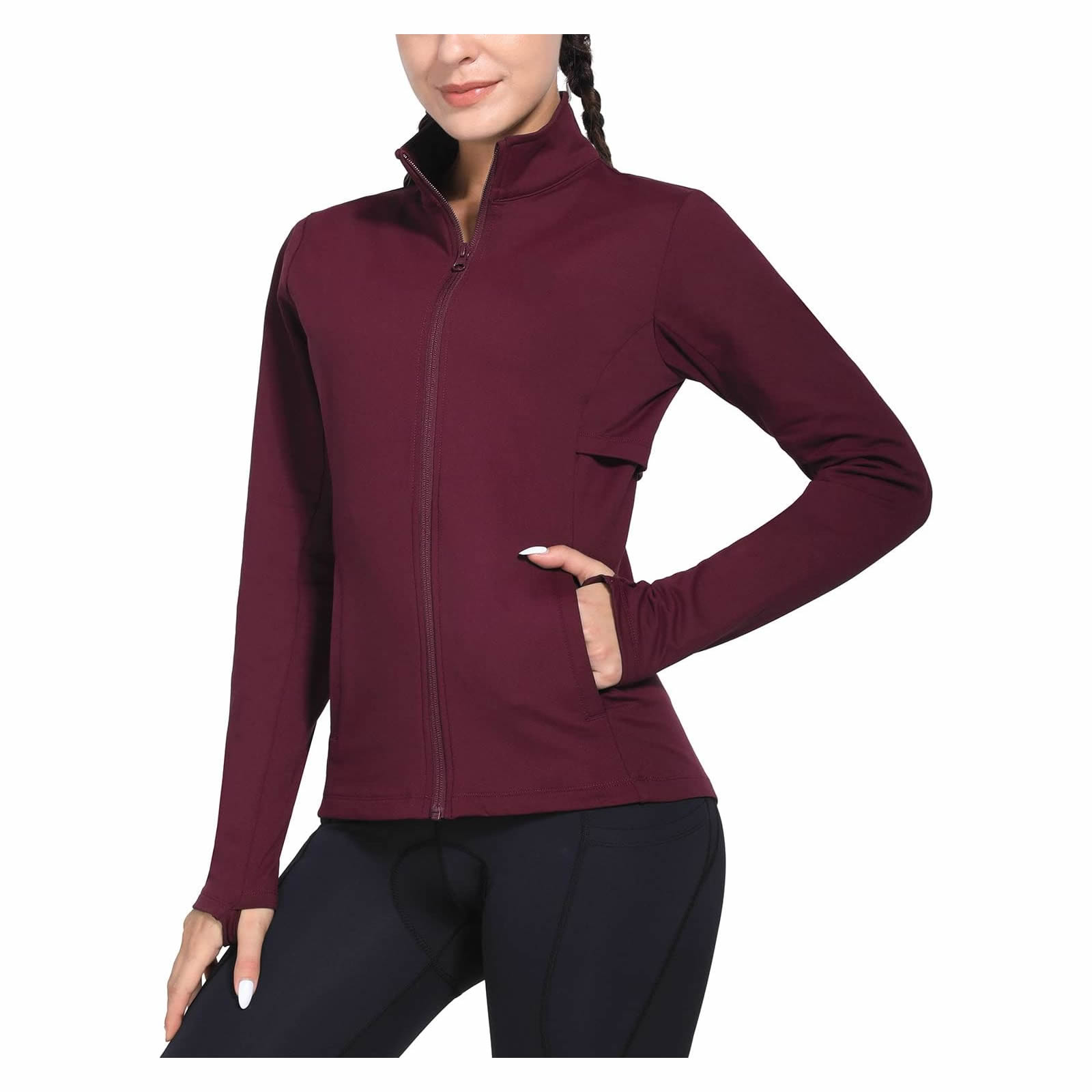 レディース冬用防寒フルジップサーマルワークアウトウェア防水フ - Running Gear Cold Weather のレビューと価格