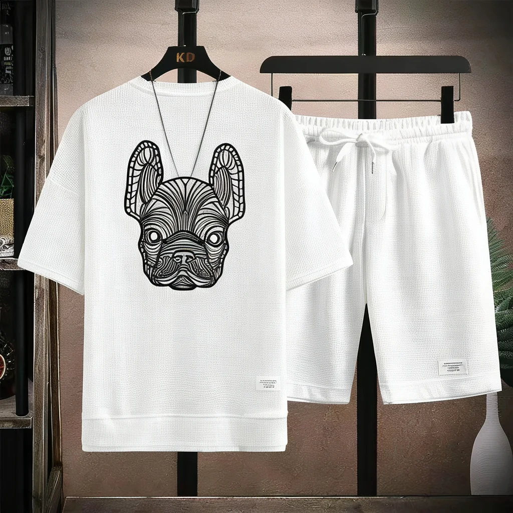 夏のメンズ速乾カジュアル半袖Tシャツとショートパンツセットシ - Running Gear のレビューと価格