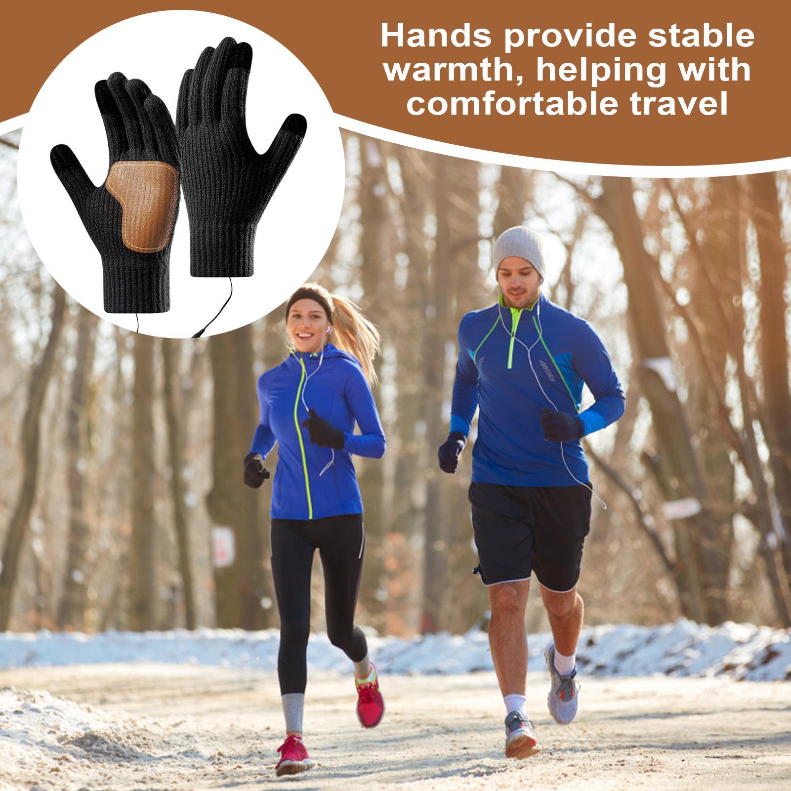 タッチスクリーン付きUSB加熱グローブ、スキー、ランニング用 - Running Gear Cold Weather のレビューと価格