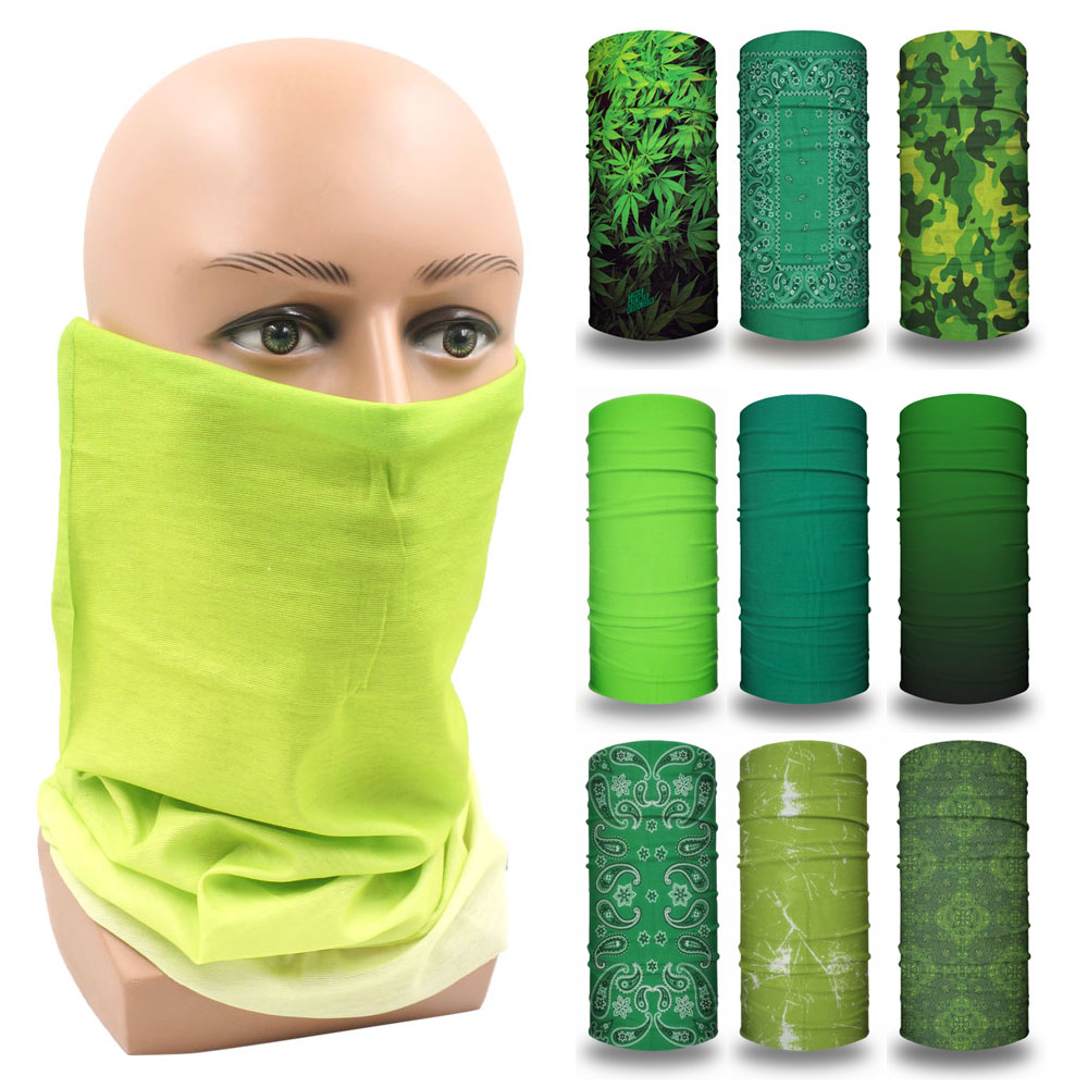 グリーンフェイスバンダナカバーハイキングネックゲートル男性女 - Running Gear Green のレビューと価格