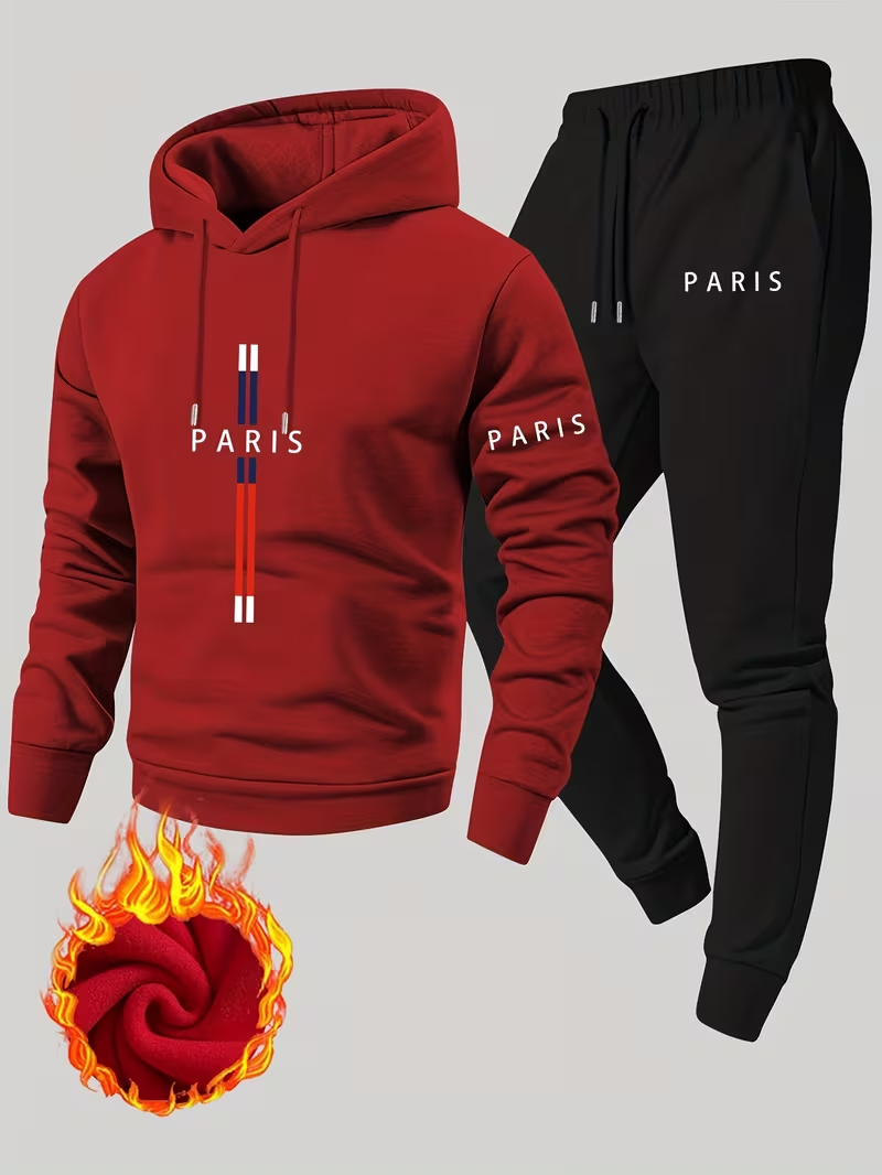 メンズアーバンカジュアルツーピースセット フード付きトップス - Running Gear Winter のレビューと価格