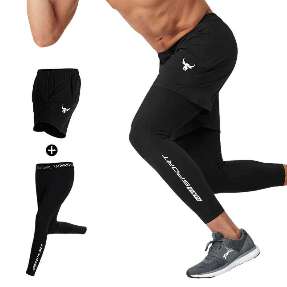 秋冬用ジョギングパンツ メンズ 2in1 アスレチック ジム - Running Gear Winter のレビューと価格
