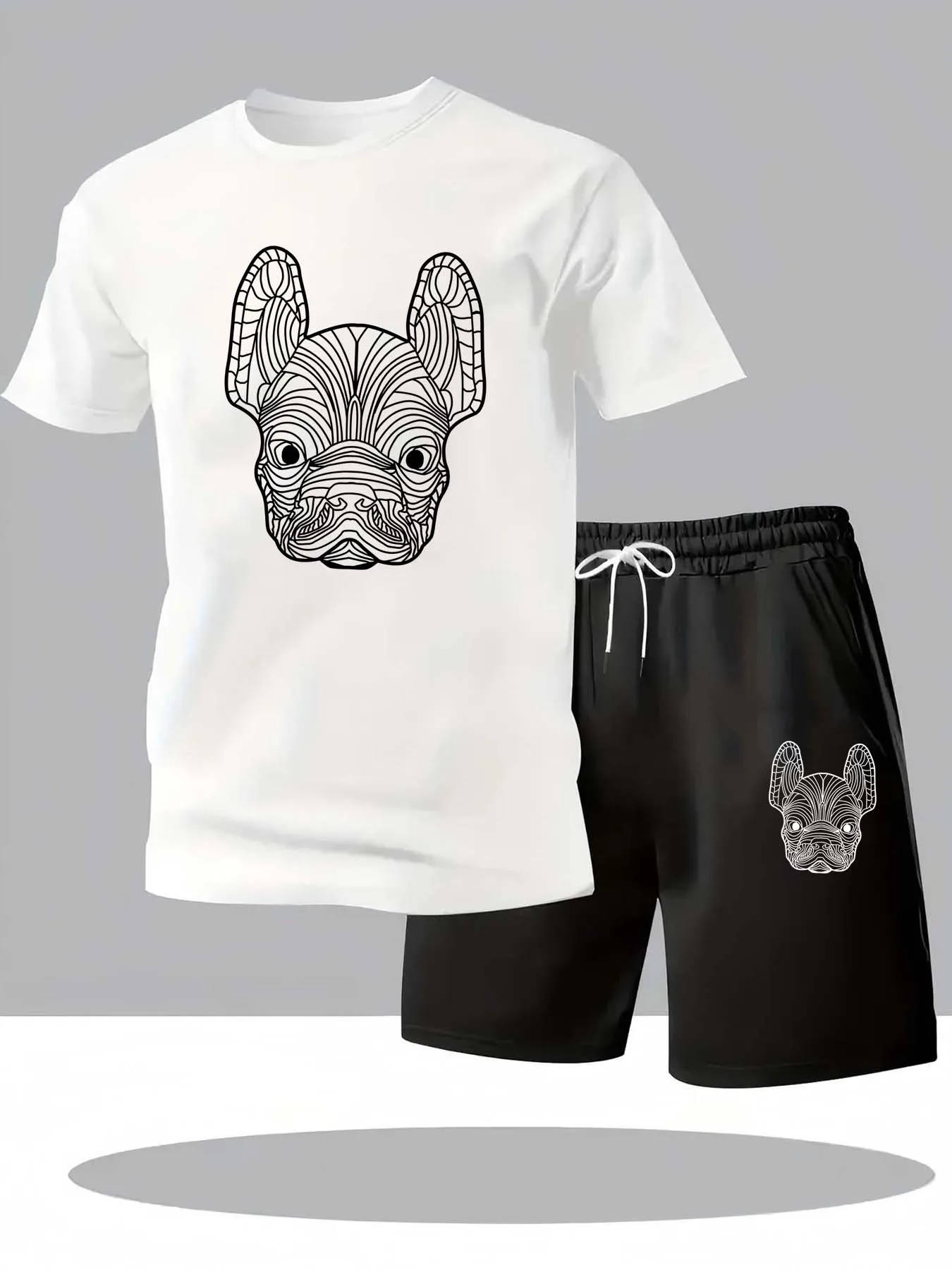 夏のメンズ速乾カジュアル半袖Tシャツとショートパンツセットシ - Running Gear のレビューと価格