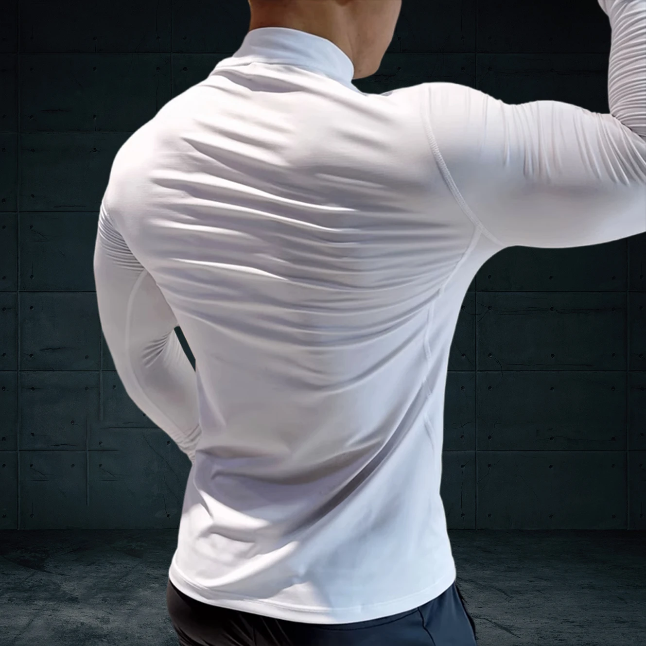 秋冬圧縮シャツ男性アスレチック速乾長袖ハイネック Tシャツラ - Running Gear Winter のレビューと価格